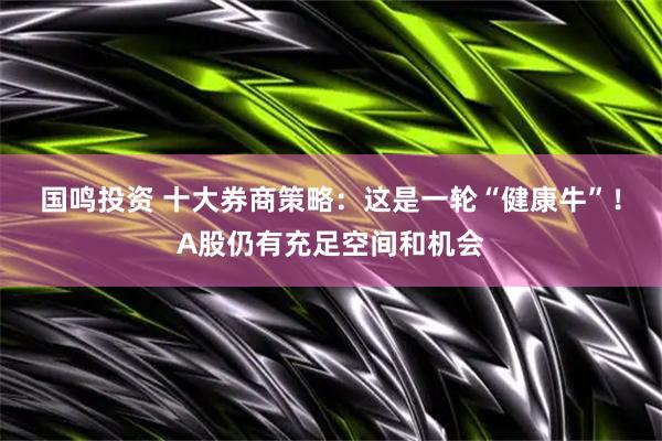 国鸣投资 十大券商策略：这是一轮“健康牛”！A股仍有充足空间和机会